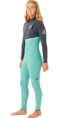 2023 Rip Curl Naisten E-Bomb 4/3mm Zip Free Wetsuit WSMYIG - 2023 Wetsuit WSMYIG - Green